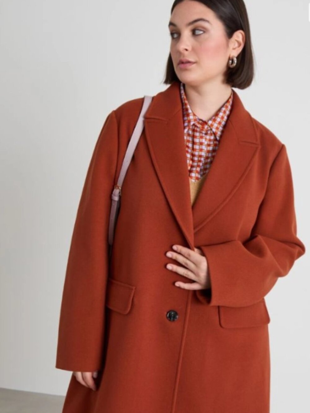 Coldwater Creek Long Coat Twill Recycled Wool Blend Red Orange size 20